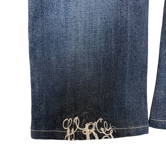 Grace In La Jeans Womens 7/27 Blue Denim Stretch Beaded 5-Pockets Boot Cut Leg - Picture 9 of 16